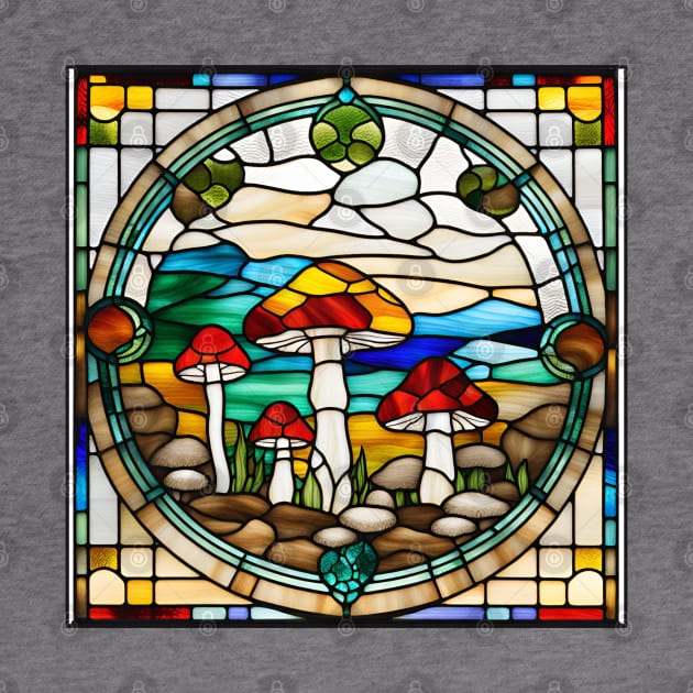 Shirted Fiery Mushroom Stained Glass by Xie